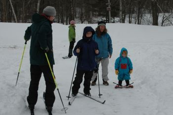 family skiing